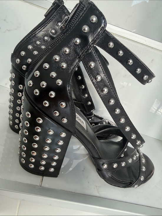 Steve Madden Shoes - Steve Madden Black Studded Block Heel Sandals - Women